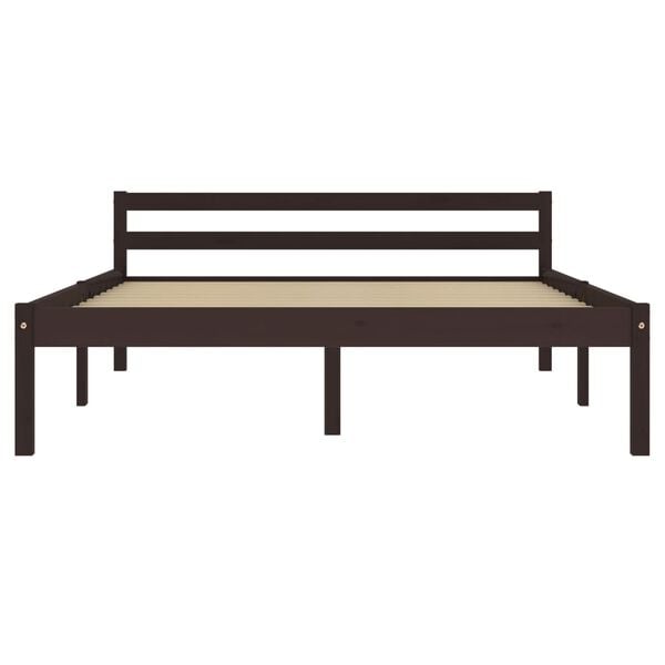 vidaXL Estrutura de cama 140x200 cm pinho maci&ccedil;o castanho-escuro