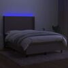 vidaXL Cama box spring colch&atilde;o/LED 140x200 cm tecido cinza-acastanhado