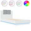 vidaXL Estrutura de cama c/ cabeceira e luzes LED 90x190 cm branco