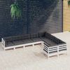 vidaXL 9 pcs conjunto lounge de jardim c/ almofadões pinho branco
