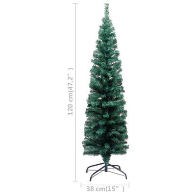 vidaXL Árvore Natal artificial fina pré-iluminada c/ bolas 120cm verde