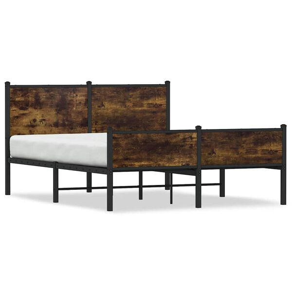 vidaXL Estrutura de cama sem colchão 137x190 cm metal carvalho fumado