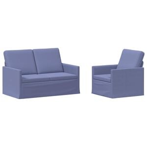 vidaXL Conjunto de Sof&aacute;s 2 pcs Azul Jeans Tecido