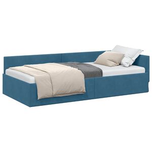 vidaXL Estrutura de Cama de Canto com cabeceira Azul 90 cm x 190 cm