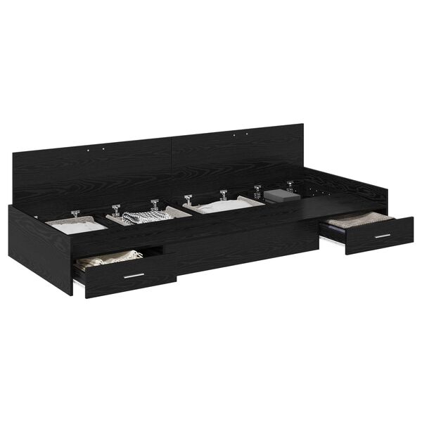 vidaXL Estrutura da Cama Carvalho Preto 90 x 200 cm Madeira processada