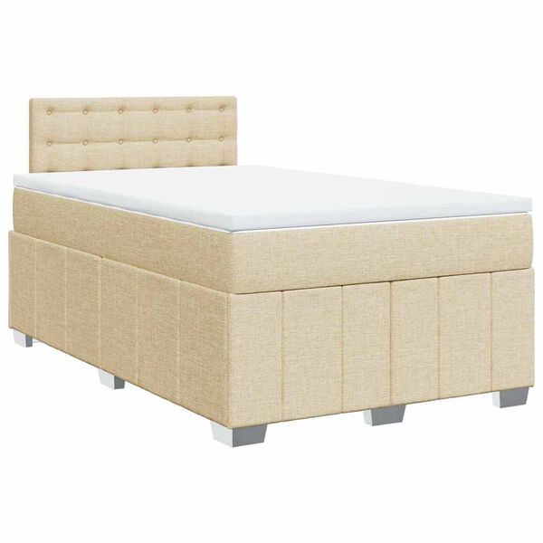 vidaXL Cama com molas/colch&atilde;o 120x200 cm tecido cor creme
