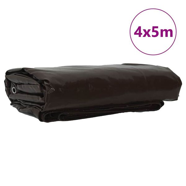 vidaXL Lona 650g / m&sup2; Castanho 4 x 5 m Lona com revestimento em PVC