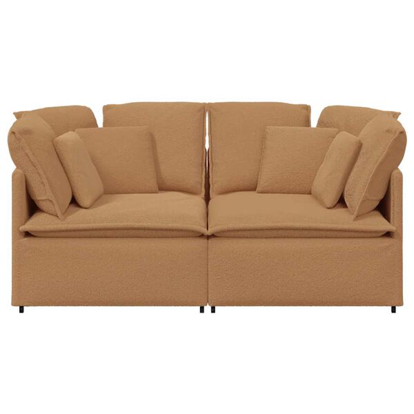 vidaXL Sofá modular com almofadas tecido tipo lã encaracolado bege