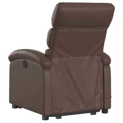 vidaXL Poltrona massagens reclinável elevatória couro artif. castanho