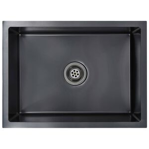 vidaXL Lava-lou&ccedil;a de cozinha artesanal a&ccedil;o inoxid&aacute;vel preto