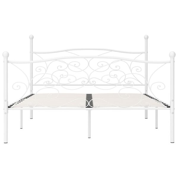 vidaXL Estrutura de cama com estrado de ripas 180x200 cm metal branco