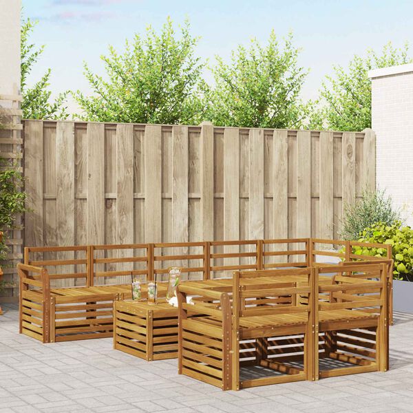 vidaXL Conjuntos de sof&aacute;s 9 pcs Natural Madeira S&oacute;lida de Ac&aacute;cia