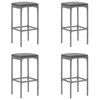 vidaXL 5 pcs conjunto de bar p/ jardim c/ almofadões vime PE cinzento