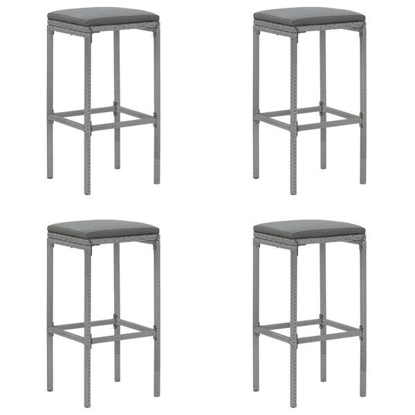 vidaXL 5 pcs conjunto de bar p/ jardim c/ almofadões vime PE cinzento