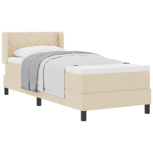 vidaXL Cama Box com colch&atilde;o com cabeceira Creme 200 x 80 cm Poli&eacute;ster