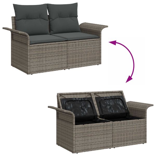 vidaXL Conjunto de Sof&aacute; de Jardim 8 pcs Cinzeto Rattan Sint&eacute;tico