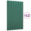 vidaXL Pain&eacute;is de telhado 12 pcs 60x36 cm a&ccedil;o galvanizado verde