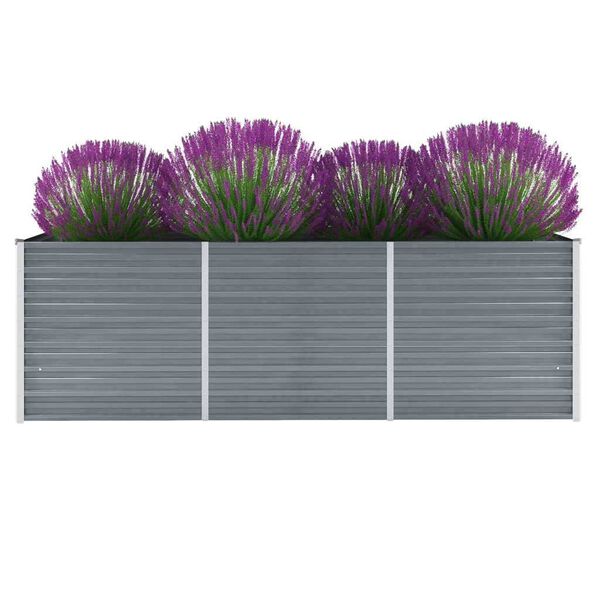 vidaXL Canteiro elevado de jardim a&ccedil;o galvanizado 240x80x77cm cinzento