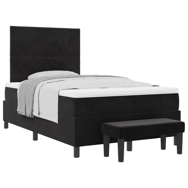 vidaXL Cama Box com colch&atilde;o com cabeceira Preto 120 x 200 cm Veludo