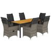 vidaXL 7 pcs conjunto de jantar p/ jardim c/ almofad&otilde;es vime PE cinza