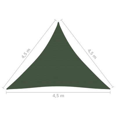 vidaXL Para-sol estilo vela 160 g/m² 4,5x4,5x4,5 m PEAD verde-escuro