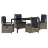 vidaXL Conjunto de Jantar para Jardim 5 unid. Cinzeto vime PE