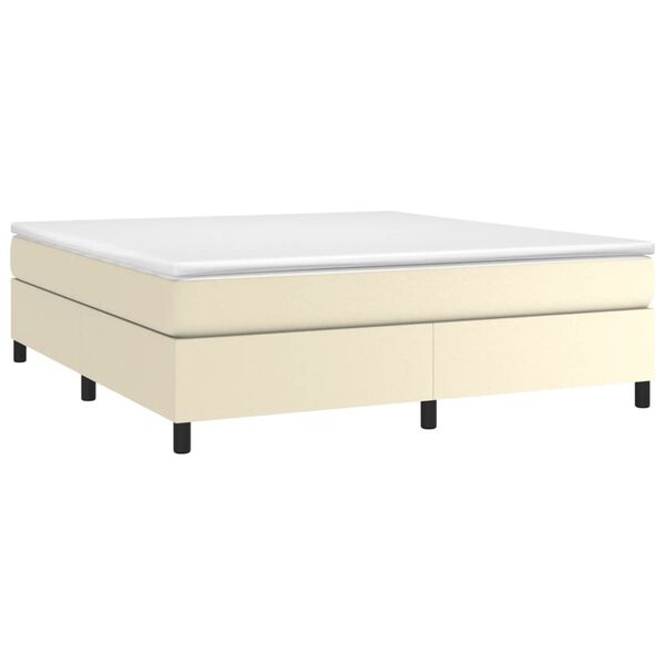 vidaXL Estrutura de cama com molas 160x200 cm couro artificial cor cr&egrave;me