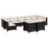 vidaXL 9 pcs conjunto de sof&aacute;s p/ jardim c/ almofad&otilde;es vime PE preto