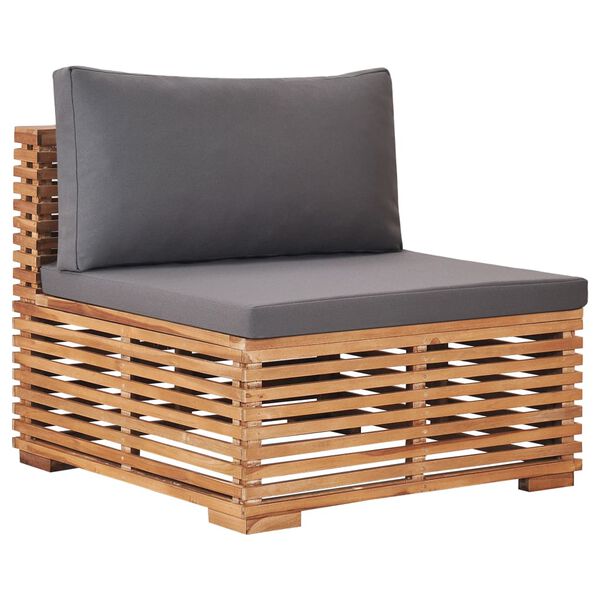 vidaXL 7 pcs conj. lounge jardim + almofad&otilde;es cinza-escuro teca maci&ccedil;a