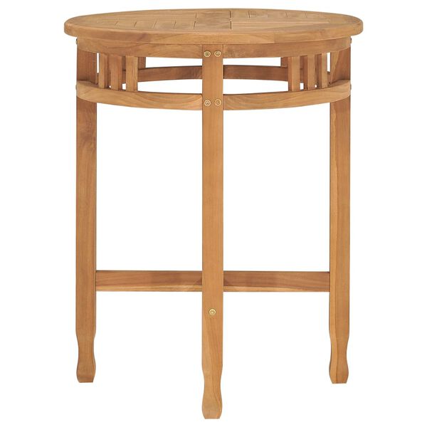 vidaXL 3 pcs conjunto jantar jardim c/ almofad&otilde;es madeira teca maci&ccedil;a