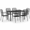 vidaXL 7 pcs conjunto de jantar para jardim vidro e a&ccedil;o preto