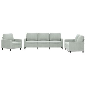 vidaXL 3 pcs conjunto de sof&aacute;s com almofad&otilde;es veludo cinzento-claro