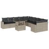 vidaXL 11 pcs conjunto sof&aacute;s de jardim c/ almofad&otilde;es vime PE cinzento