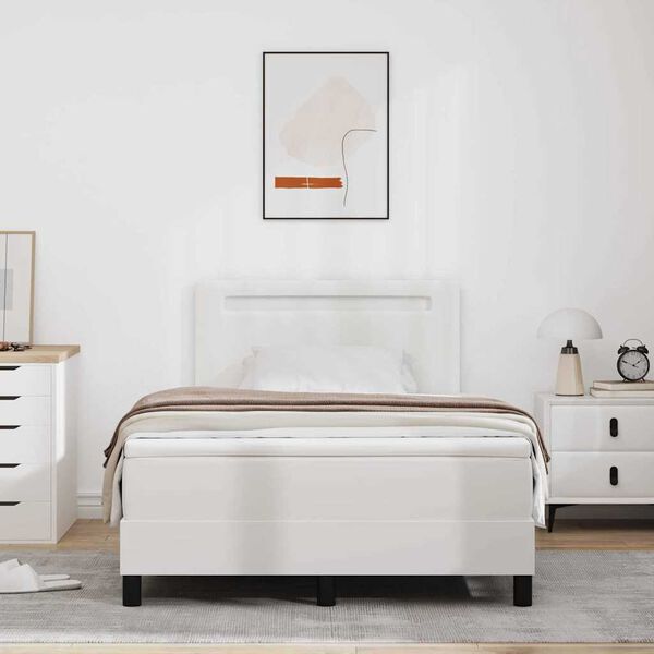vidaXL Cama Box com colch&atilde;o Branco 120 x 200 cm Couro sint&eacute;tico