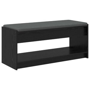vidaXL Banco de Hall com almofada Carvalho Preto 103 x 38 x 45 cm