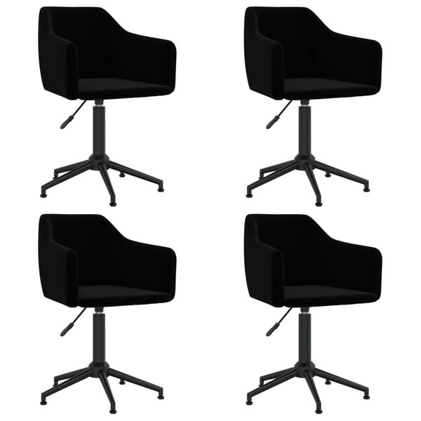vidaXL Cadeiras de jantar girat&oacute;rias 4 pcs veludo preto