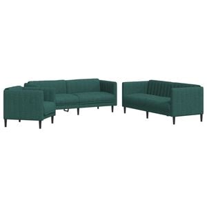 vidaXL 3 pcs conjunto de sof&aacute;s tecido verde-escuro