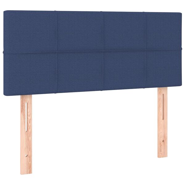 vidaXL Cabeceira de cama c/ luzes LED tecido 100x5x78/88 cm azul