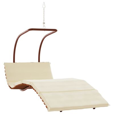 vidaXL Cadeira de baloiço c/ almofadão tecido/madeira de álamo maciça