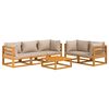 vidaXL 6pcs conj. lounge jardim madeira c/almofadões cinza-acastanhado