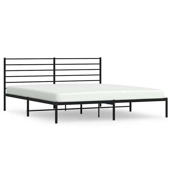 vidaXL Estrutura de cama com cabeceira 193x203 cm metal preto