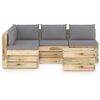 vidaXL 5 pcs conj. lounge jardim c/ almofad&otilde;es madeira impreg. verde