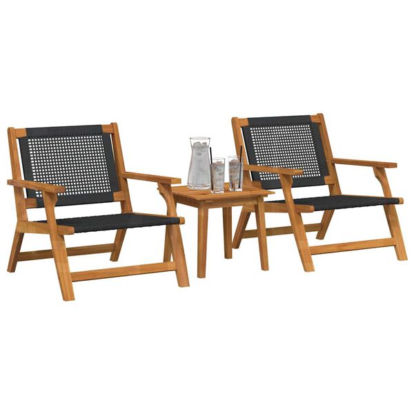 vidaXL Cadeiras de Jardim com Mesa 3 pcs Preto