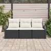 vidaXL Conjunto de Sof&aacute; de Jardim 3 pcs Preto Rattan Sint&eacute;tico
