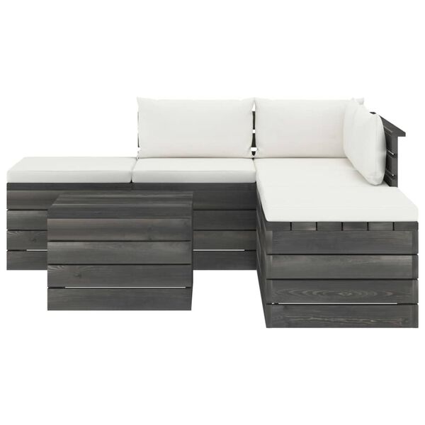 vidaXL 6 pcs conjunto lounge de paletes com almofad&otilde;es pinho maci&ccedil;o