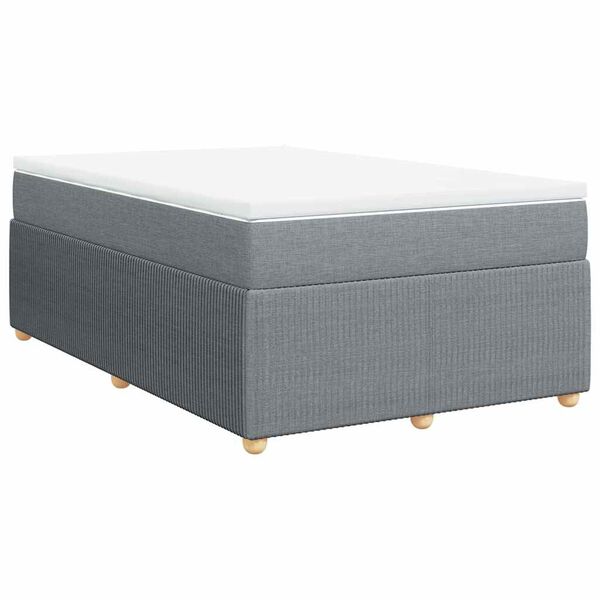 vidaXL Cama boxspring com colch&atilde;o 120x190 cm tecido cinzento-claro