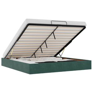 vidaXL Estrutura de cama otomana sem colchão 160x200 cm verde escuro