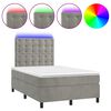 vidaXL Cama box spring c/ colch&atilde;o/LED 120x200 cm veludo cinzento-claro