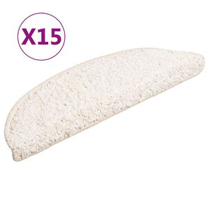 vidaXL Tapetes de escada 15 pe&ccedil;as 56x17x3 cm branco semicircular