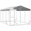 vidaXL Canil de exterior com teto 3x4,5x2,5 m a&ccedil;o galvanizado prateado